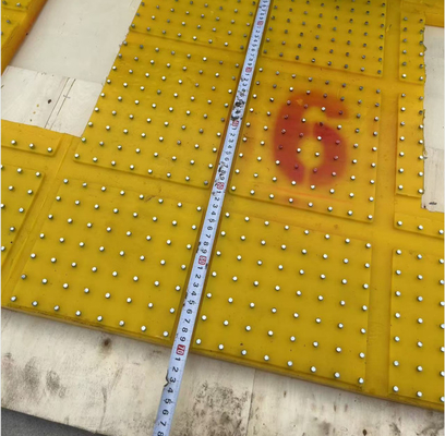 Customized Rotary Table Anti-Slip Mat Size 2100X1600 MM Material PU Yellow Colour With Steel Nails