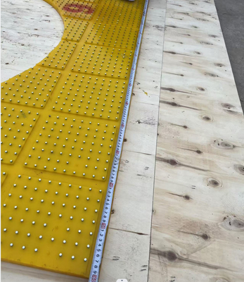 Customized Rotary Table Anti-Slip Mat Size 2100X1600 MM Material PU Yellow Colour With Steel Nails