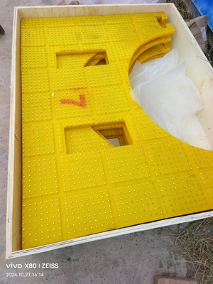 Customized Rotary Table Anti-Slip Mat Size 2100X1600 MM Material PU Yellow Colour With Steel Nails